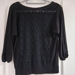🫶 5 For $30 XXI Black Lace Panel Blouse